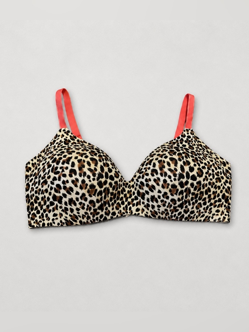 knix Leopard Print Wireless Bra with Coral Straps | Betsey Johnson X Knix Size 5